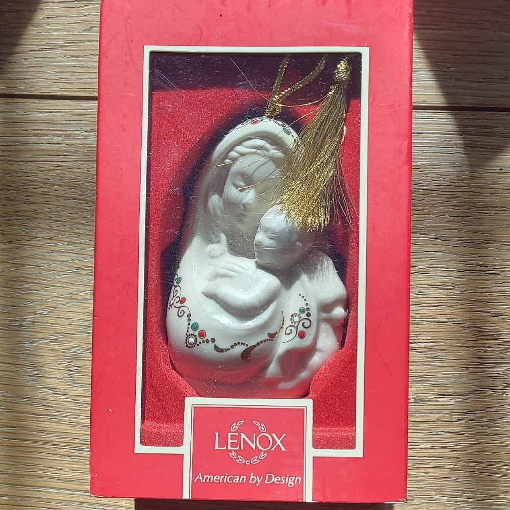 Lenox Nativity Ornament with Gold and White Details